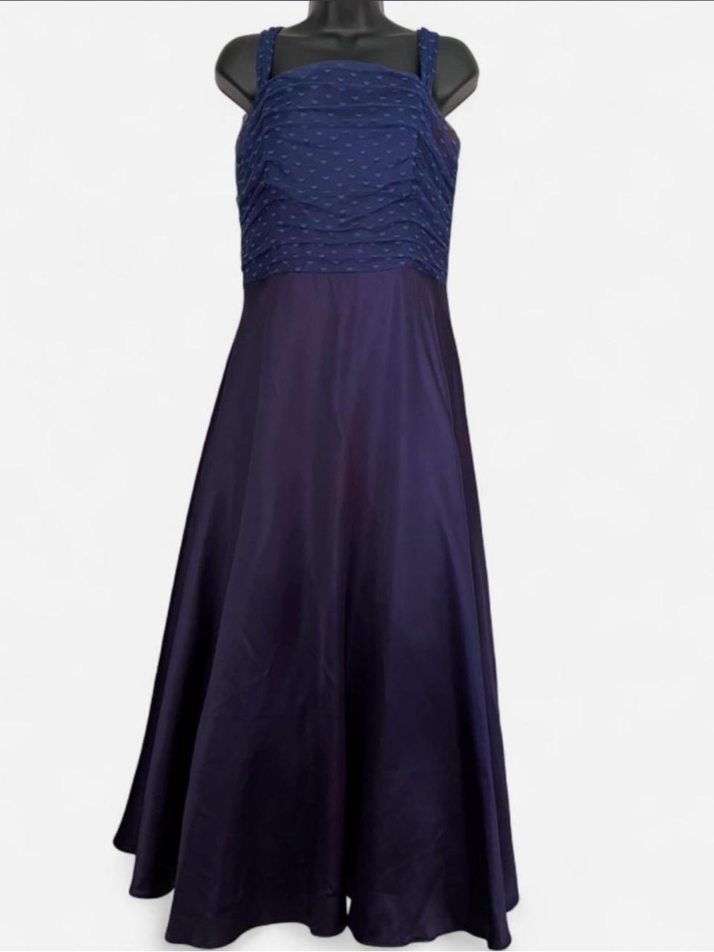 Jessica McClintock Navy Blue Formal Dress with Textured Bodice
